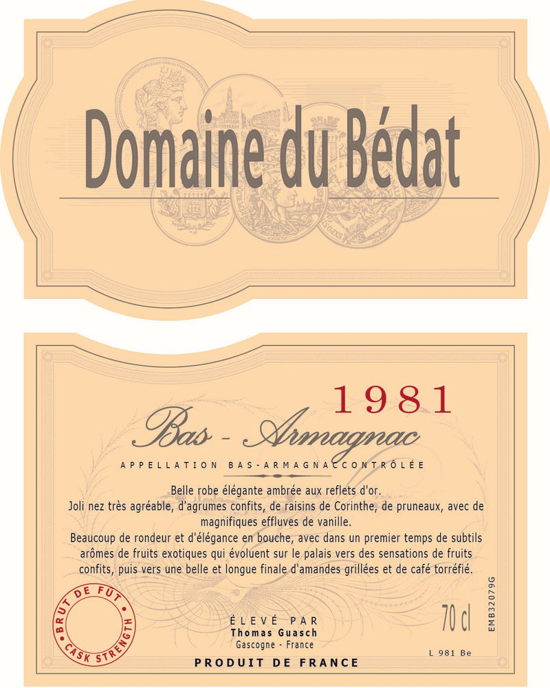 Armagnac Bordeneuve - Domaine de St Christau Brut de fut 1981 70cl