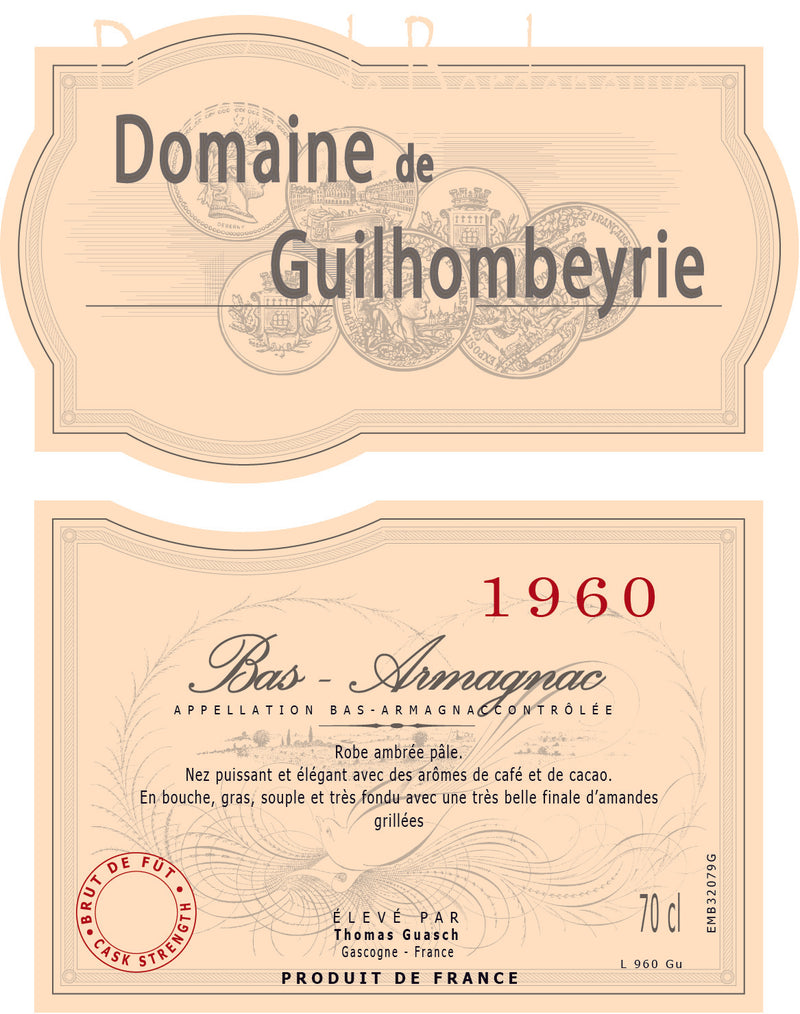 Armagnac Bordeneuve - Domaine de Guilhombeyrie Brut de fut 1960 70cl