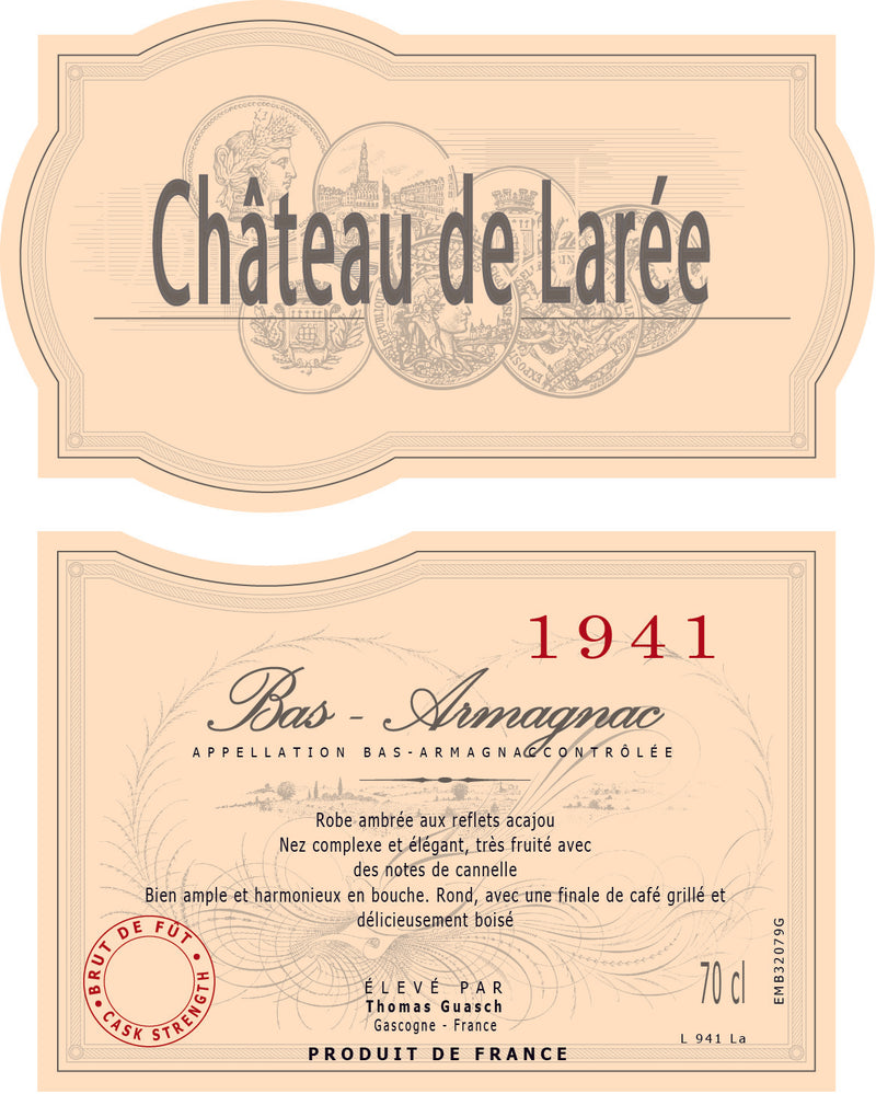 Armagnac Bordeneuve - Château de Larée Brut de fut 1941 70cl